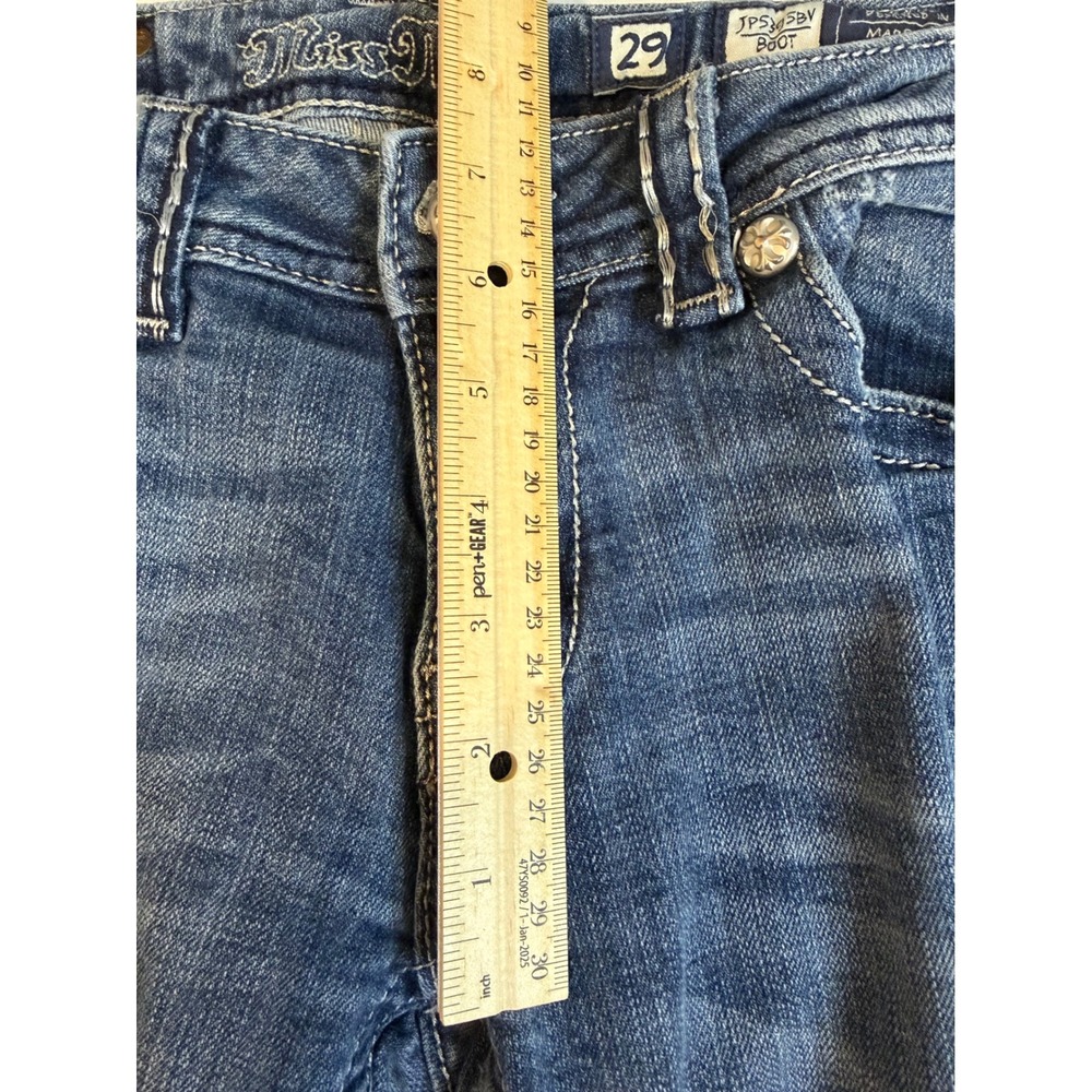 Miss Me Bootcut Jeans Blue Embroidered Crystal Embellished Size 29 - Picture 8 of 14